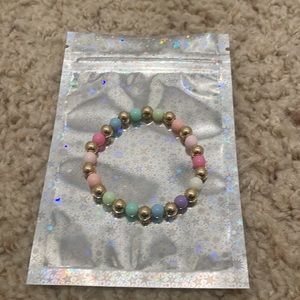 14k gold filled rainbow pastel beaded bracelet